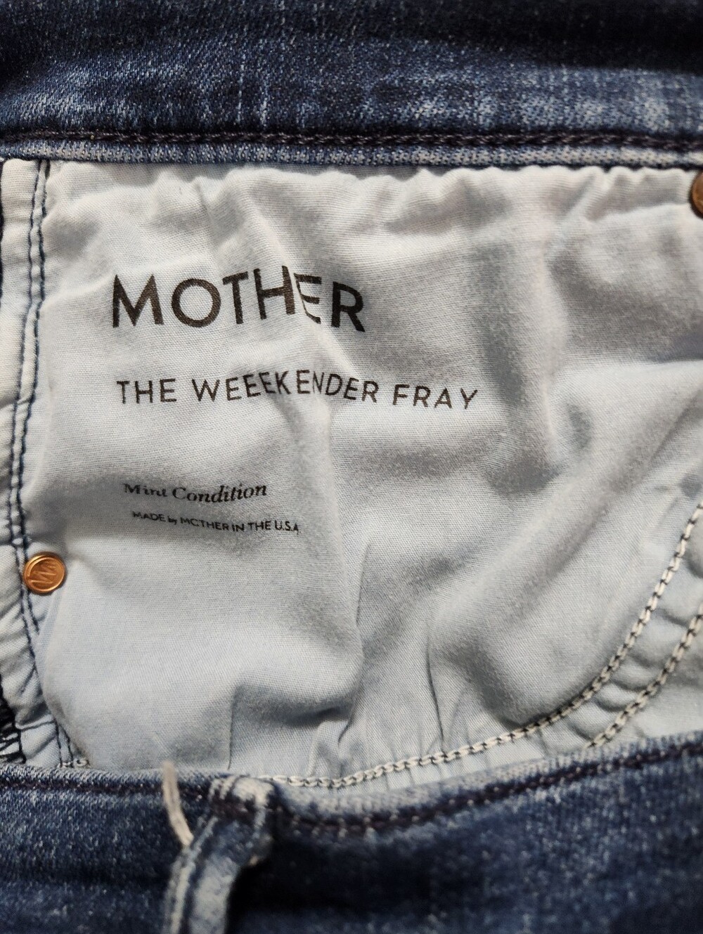 Mother Womens |32| The Weekender Fray Jeans in Color-Mint Condition (Dark Wash) - Picture 11 of 14